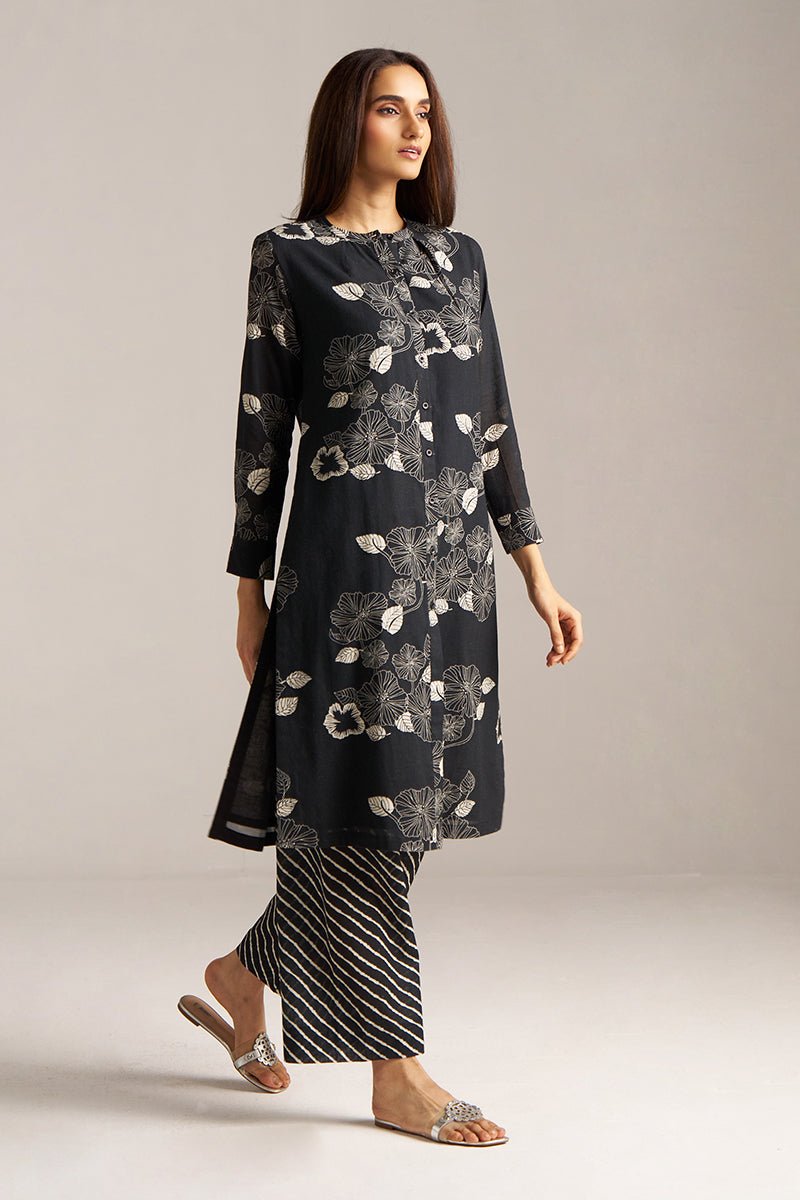 Black and White Linen Print Co-ord Set