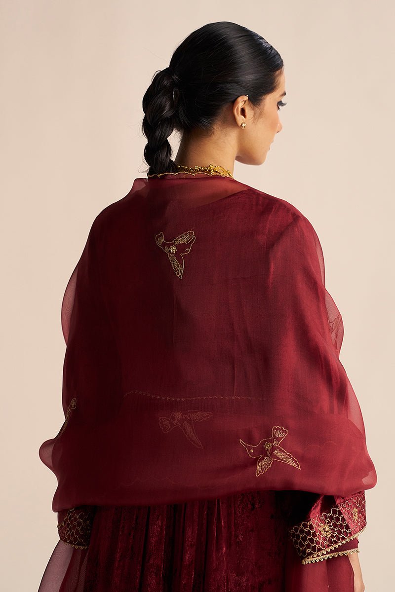 Sun-Dried Tomato Velvet Festive Kurta Set