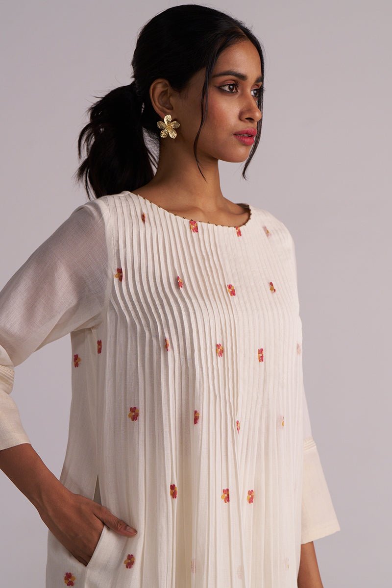 Ivory Jamdani Woven Pure Cotton Co-ord Set