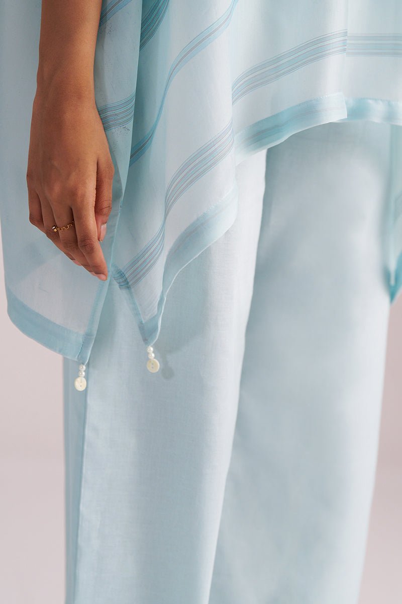 Misty Blue Silk Kaftaan Co-ord Set