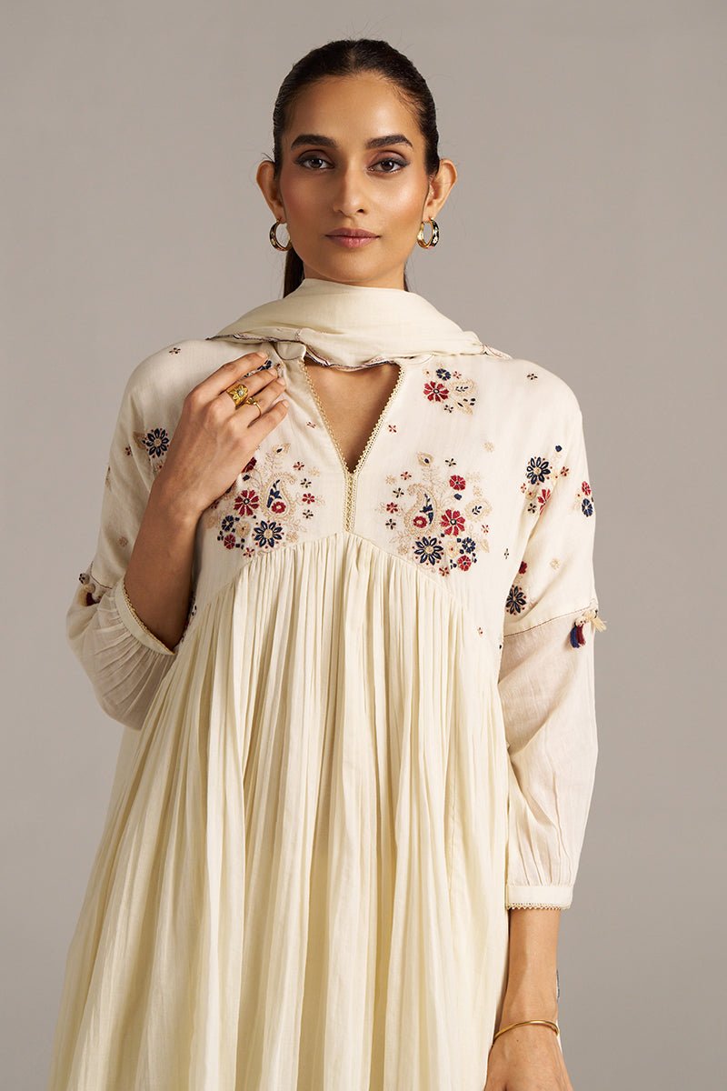 Ivory Mul-Cotton Festive Kurta Set