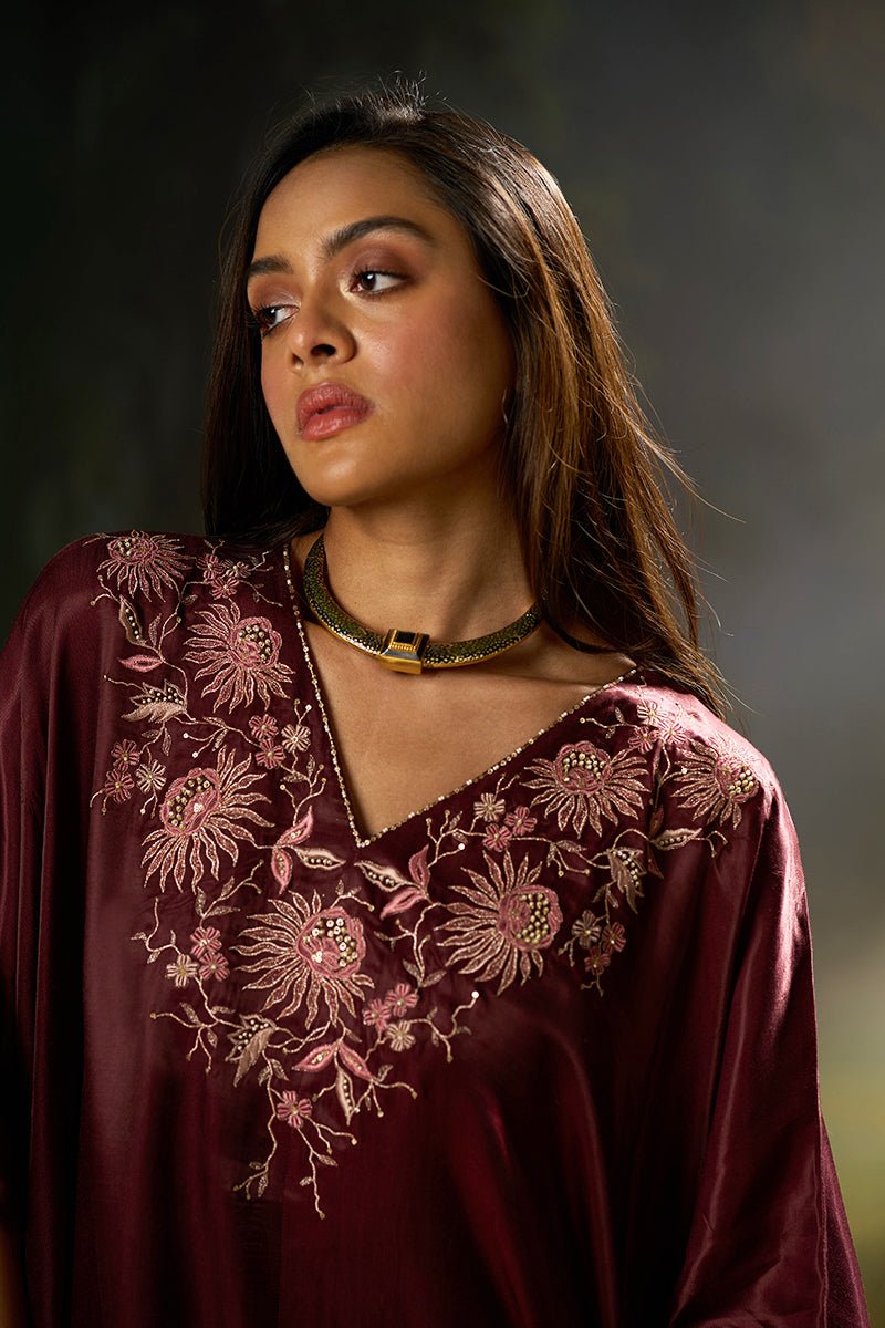 Tawny Port Silk Kaftaan Co-ord Set