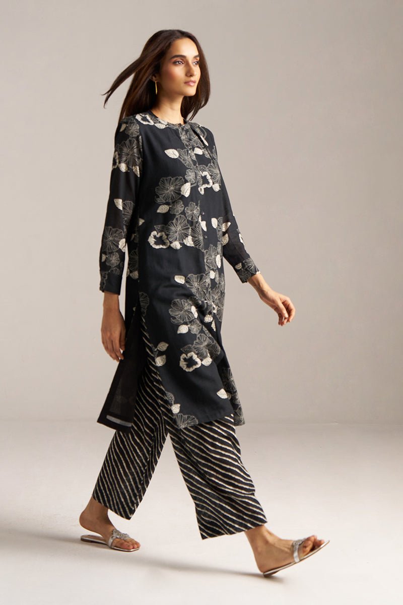 Black and White Linen Print Co-ord Set