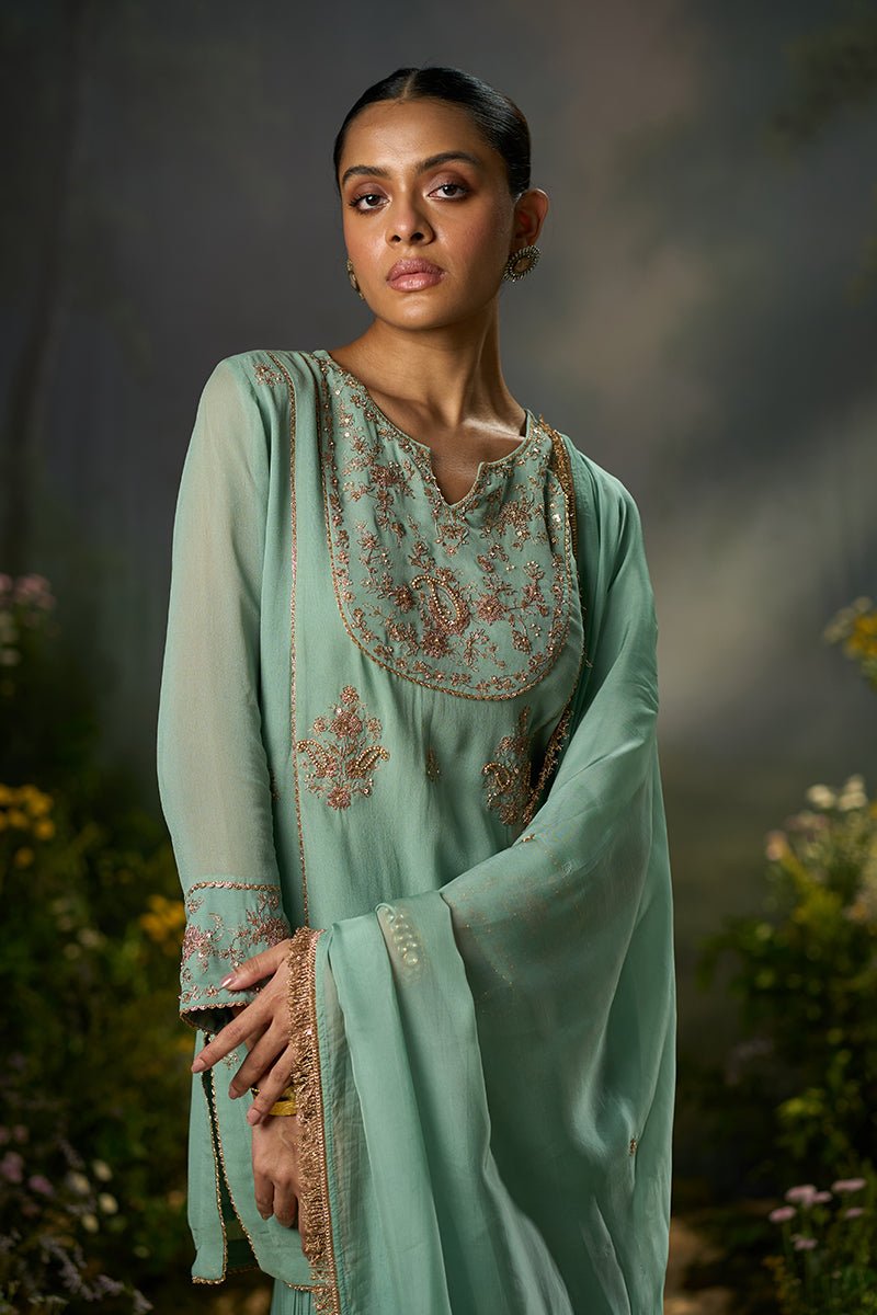 Granite Green Festive Sharara Kurta Set