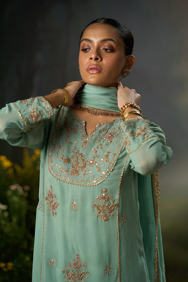 Granite Green Festive Sharara Kurta Set