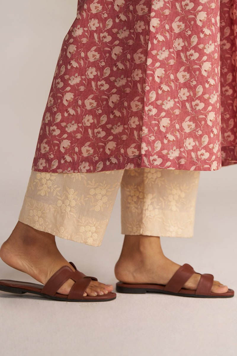 Dusty Slate Rose and Beige Print Cotton Co-ord Set