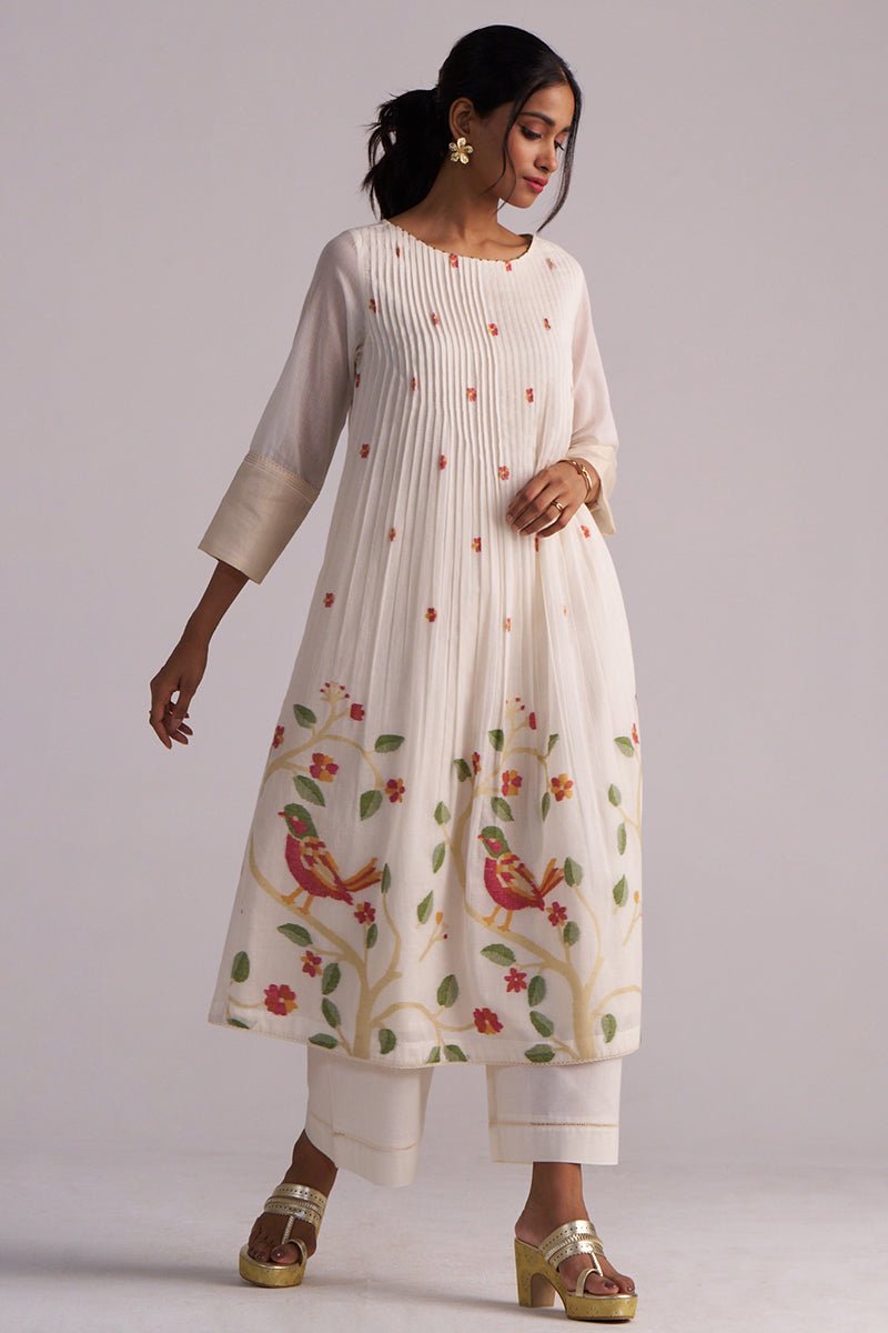 Ivory Jamdani Woven Pure Cotton Co-ord Set