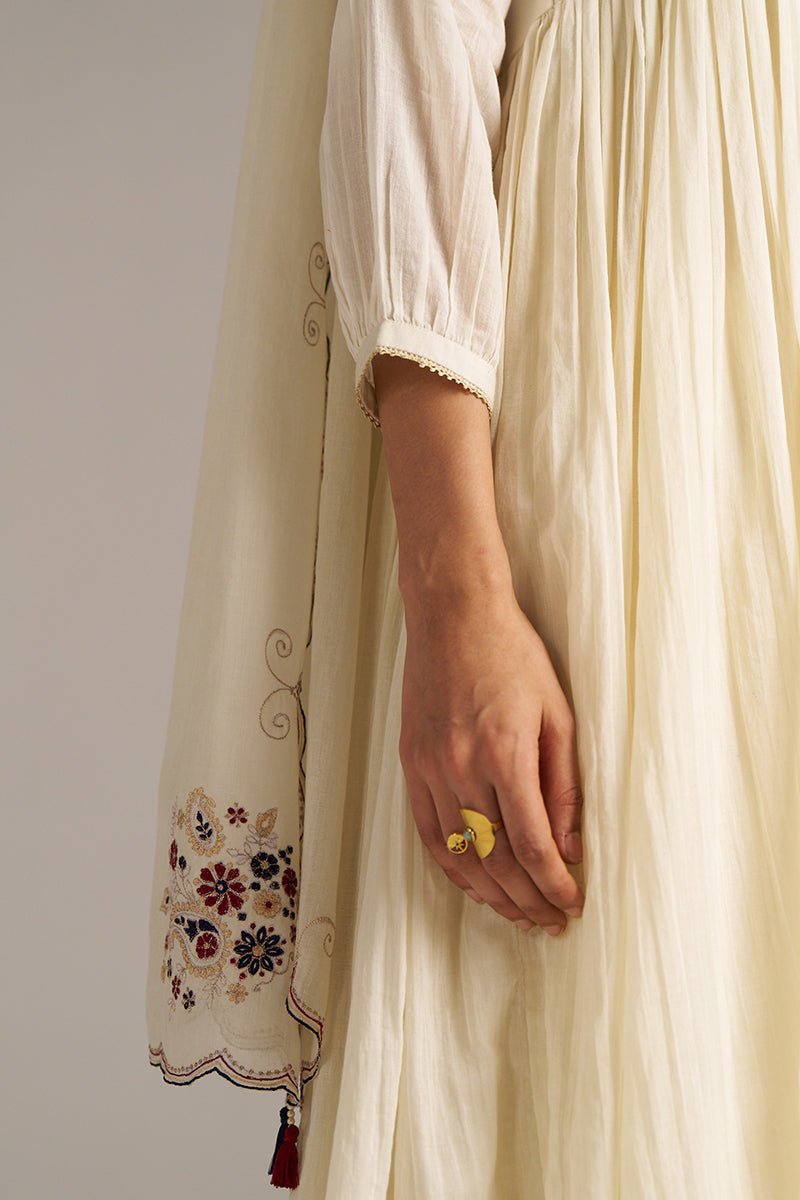 Ivory Mul-Cotton Festive Kurta Set