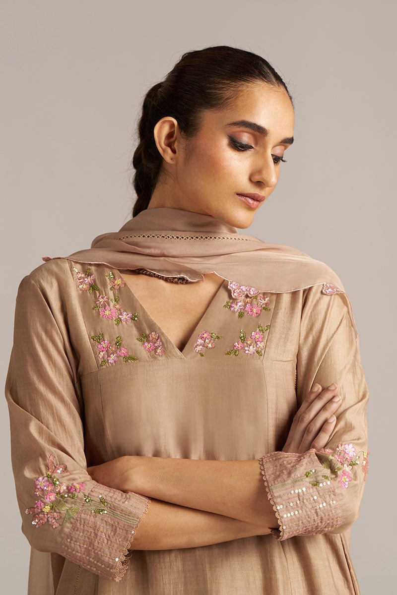 Praline Brown Bemberg Silk Festive Kurta Set