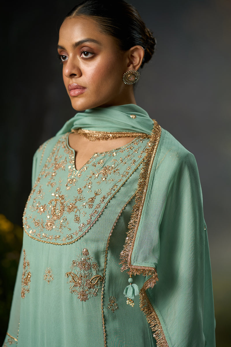 Granite Green Festive Sharara Kurta Set