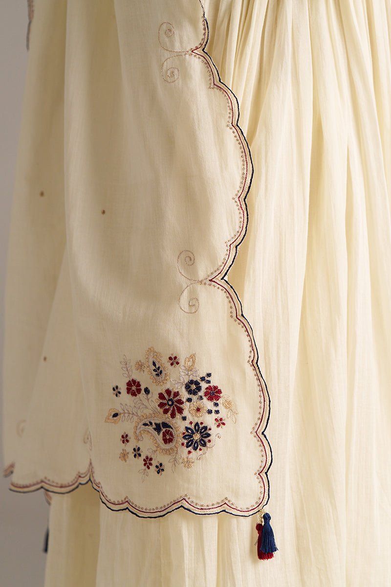 Ivory Mul-Cotton Festive Kurta Set