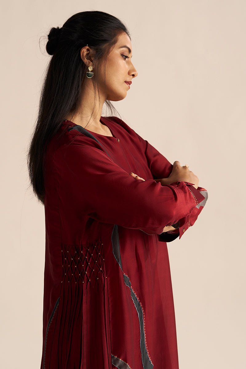 Syrah Red Silk Co-ord Set