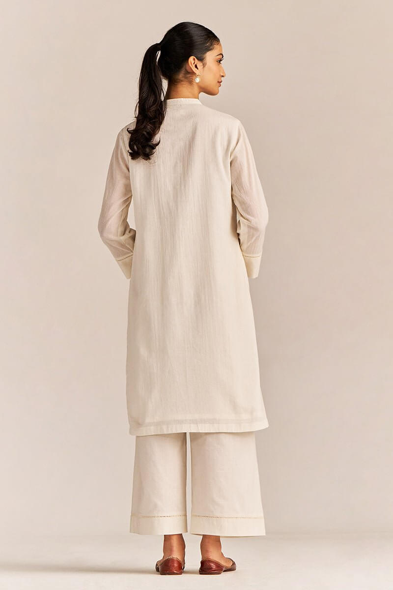 Off-White Mul Chikankari Embroidery Co-ord Set