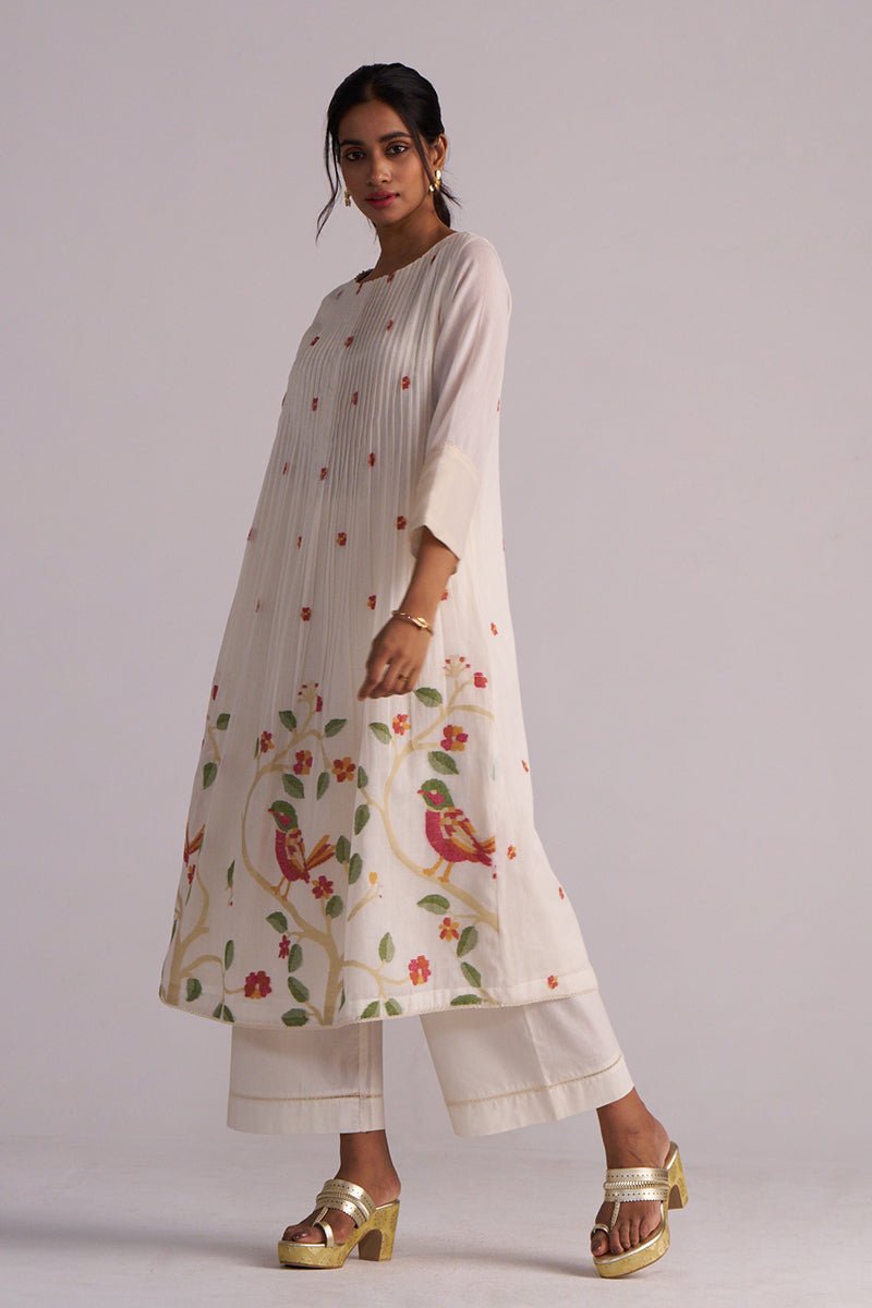 Ivory Jamdani Woven Pure Cotton Co-ord Set