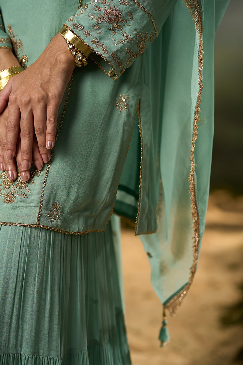 Granite Green Festive Sharara Kurta Set