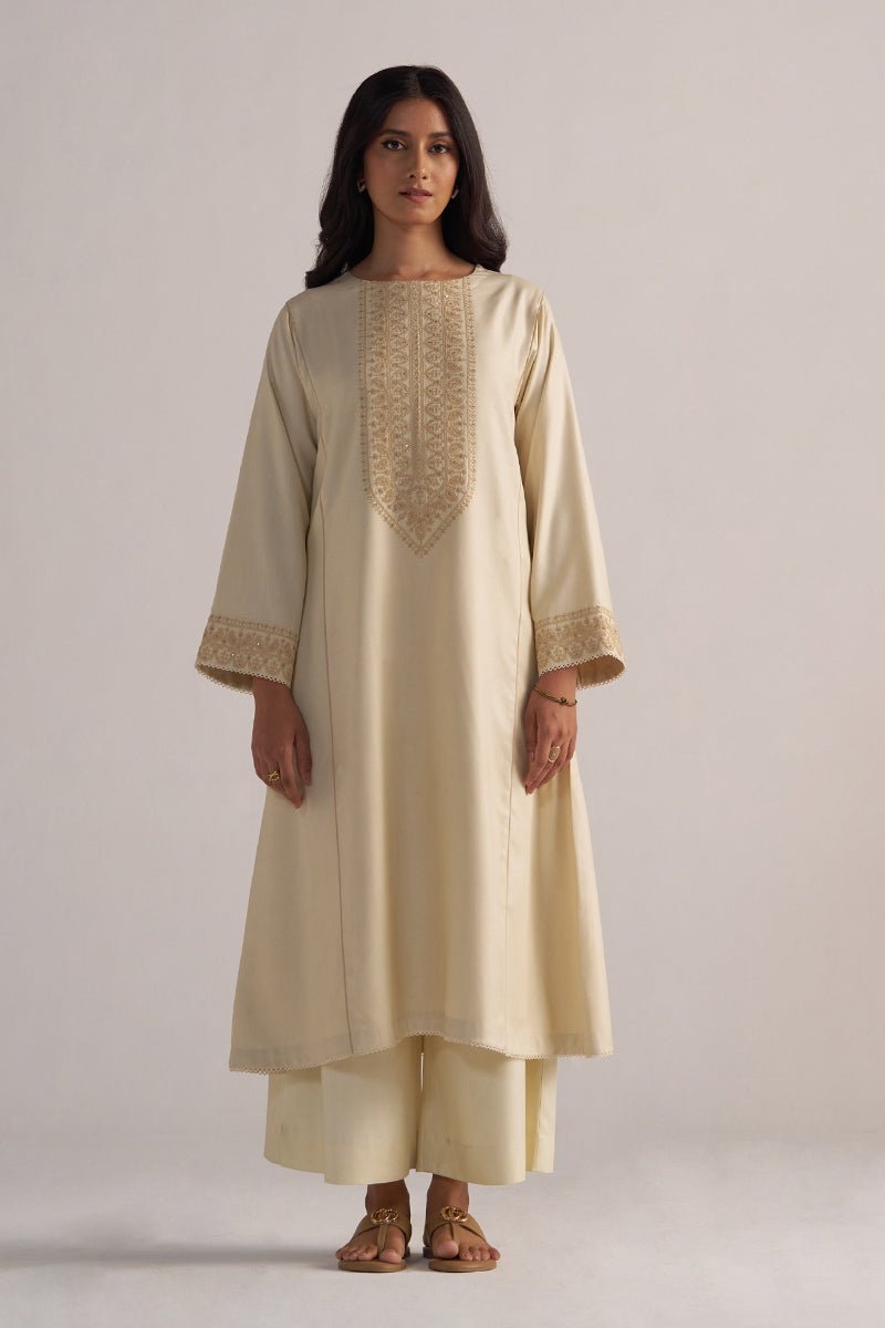 Cloud Cream Pashmina Kurta Set
