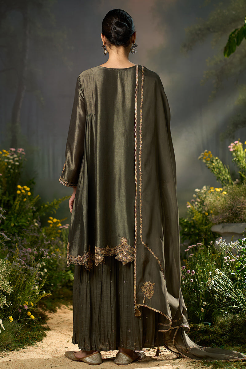 Tarmac Raw-Silk Festive Sharara Kurta Set