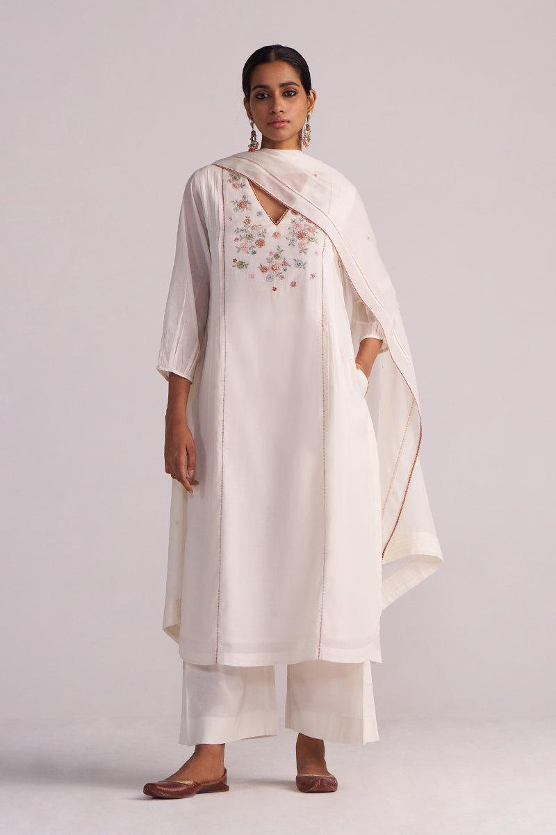 Ivory Embroidered Kurta Set