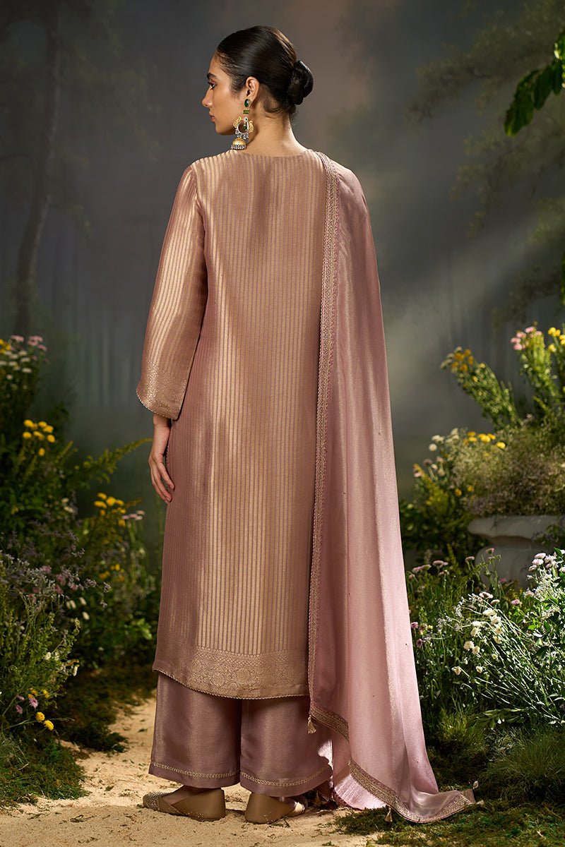 Burlwood Mauve Woven Festive Kurta Set