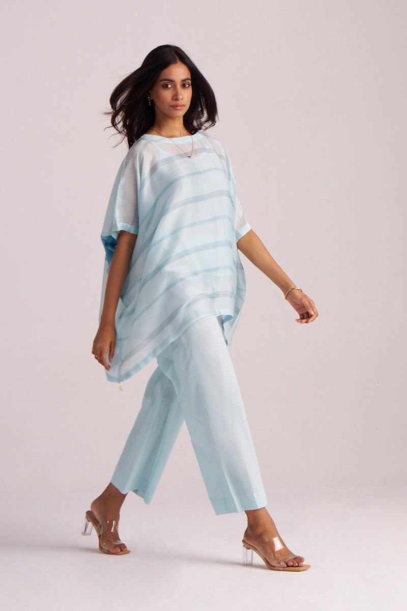 Misty Blue Silk Kaftaan Co-ord Set