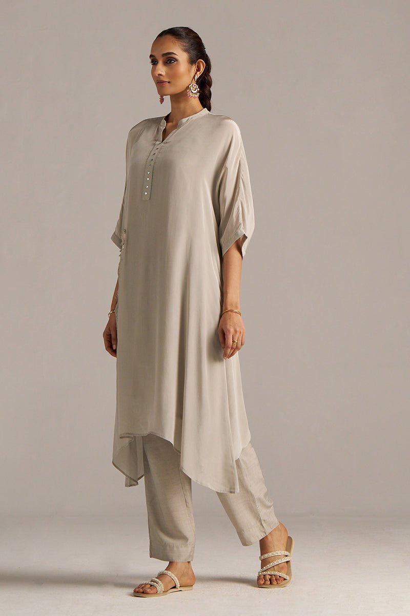 Ash Grey Crepe Silk Co-ord Set