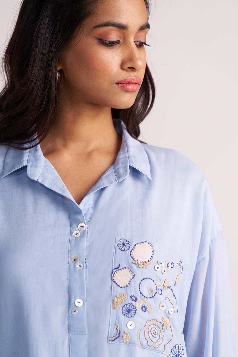 Soft Sky Blue Mul-Mul Co-ord Set