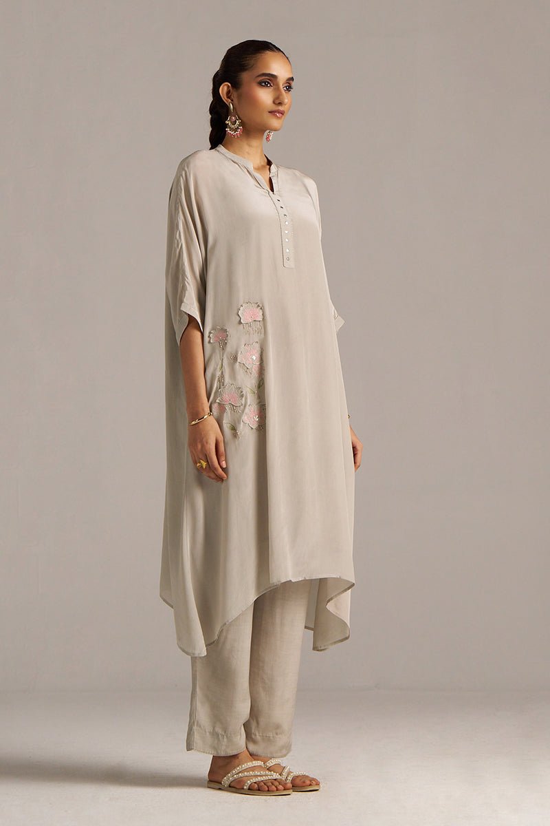 Ash Grey Crepe Silk Co-ord Set