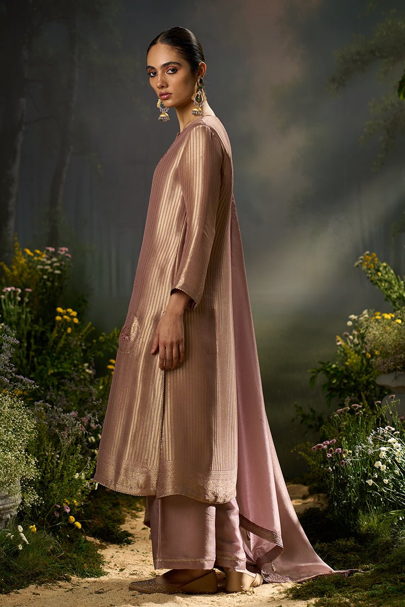 Burlwood Mauve Woven Festive Kurta Set