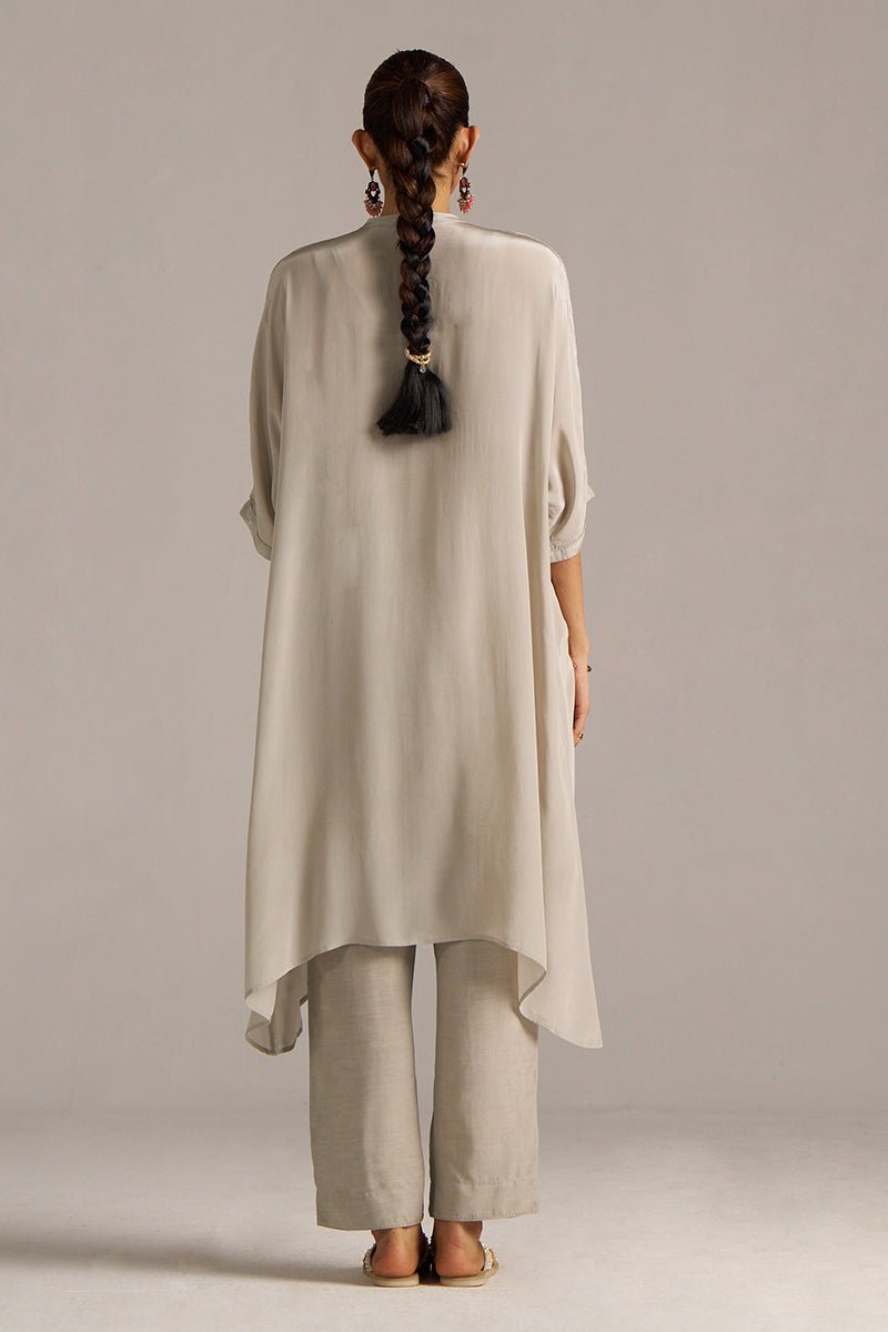 Ash Grey Crepe Silk Co-ord Set