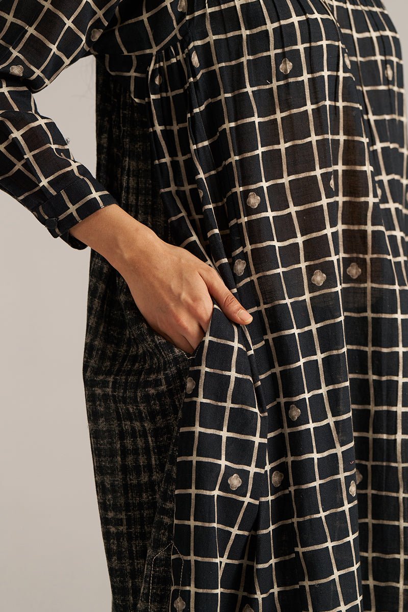 Black Check Print Linen Co-ord Set