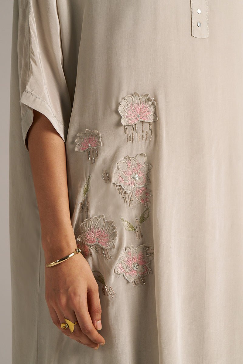 Ash Grey Crepe Silk Co-ord Set