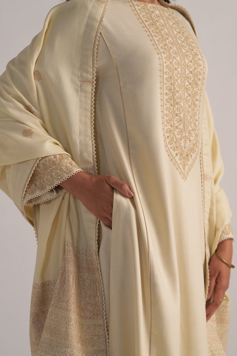 Cloud Cream Pashmina Kurta Set