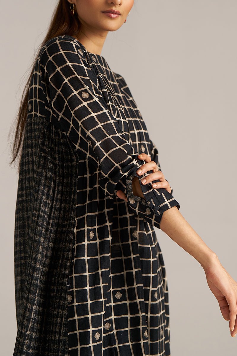 Black Check Print Linen Co-ord Set