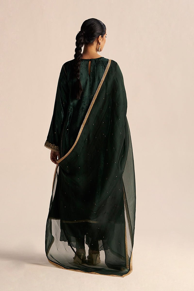 Ponderosa Pine Velvet Festive Kurta Set