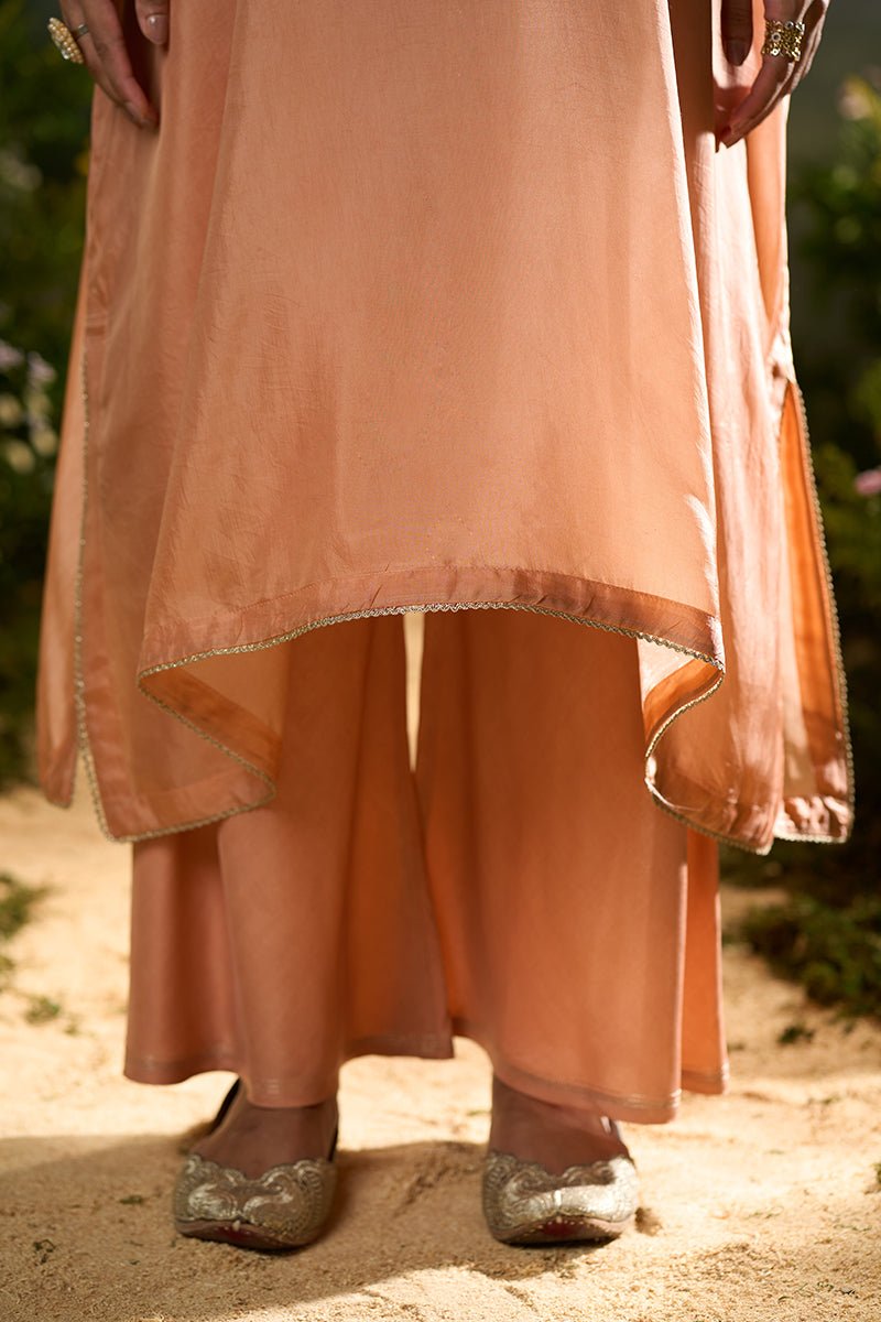 Peach Bloom Silk Kaftaan Co-ord Set