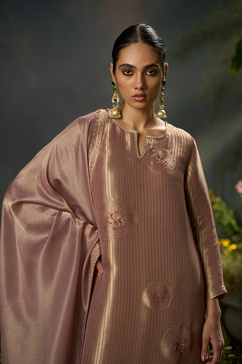 Burlwood Mauve Woven Festive Kurta Set