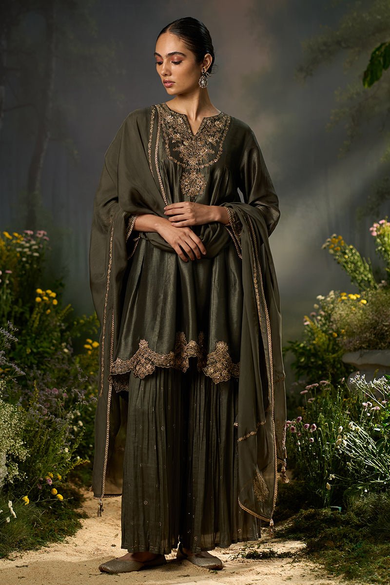 Tarmac Raw-Silk Festive Sharara Kurta Set