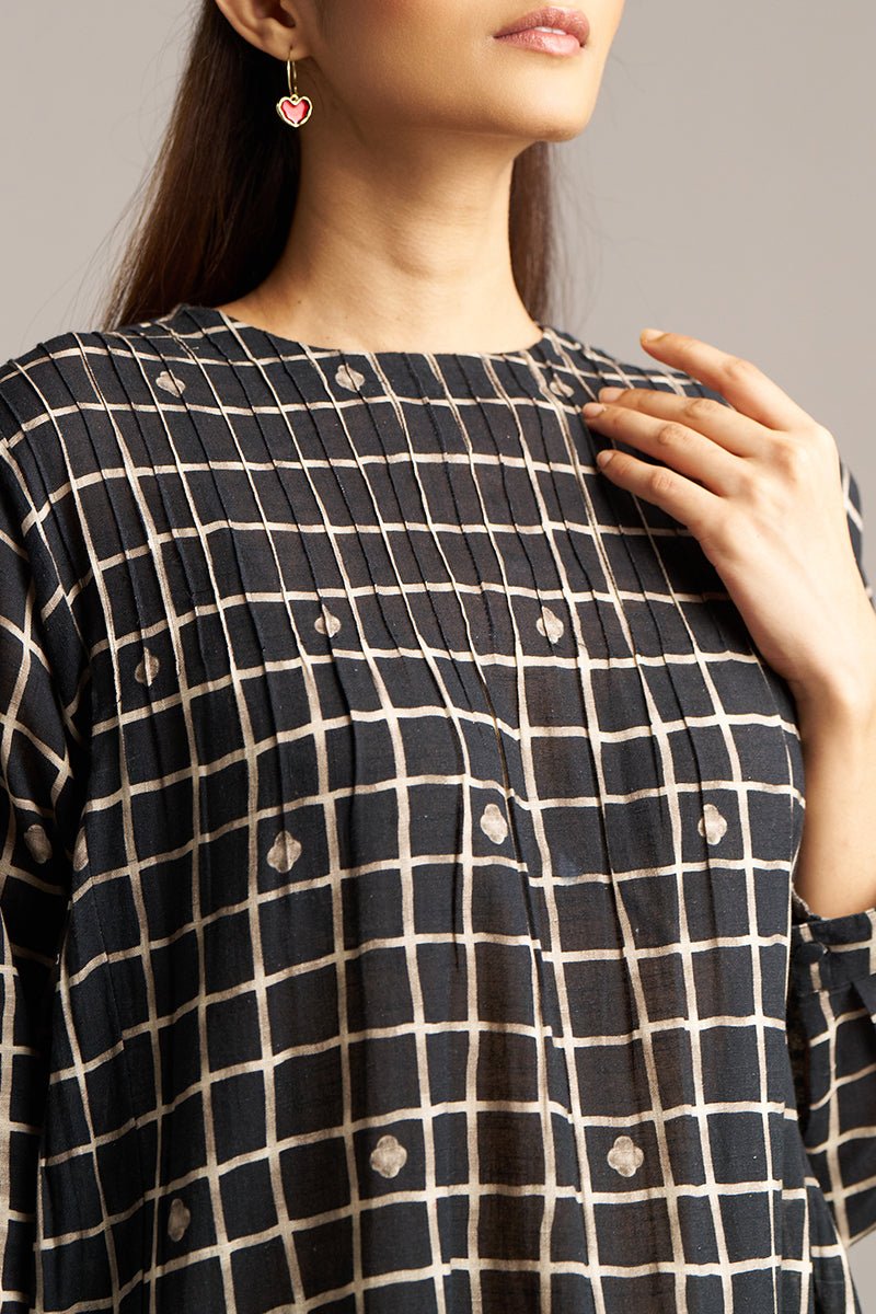 Black Check Print Linen Co-ord Set