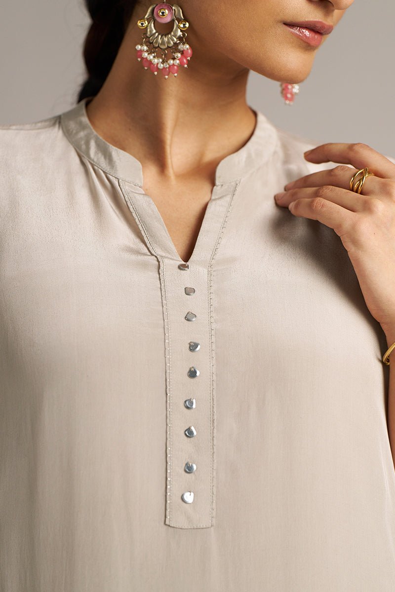 Ash Grey Crepe Silk Co-ord Set