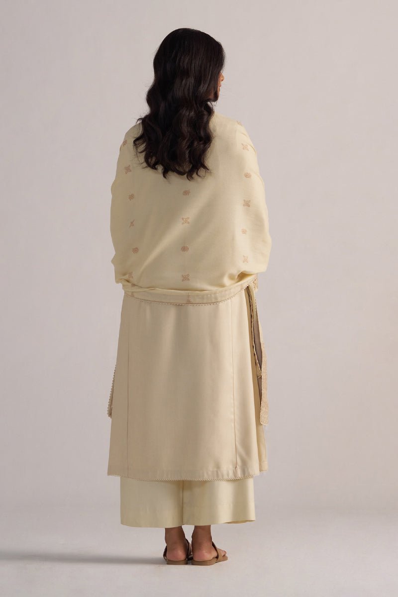 Cloud Cream Pashmina Kurta Set