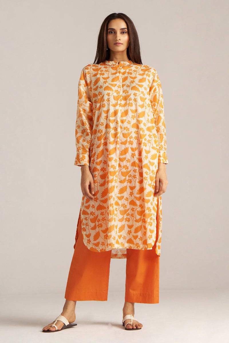 Celosia Orange and Cream Print Co-ord Set