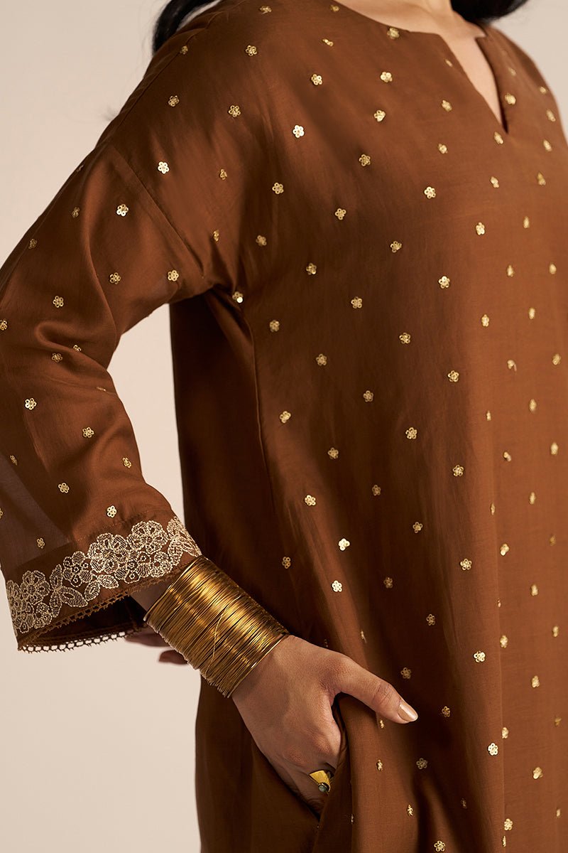 Toffee Embroidered Festive Co-ord Set