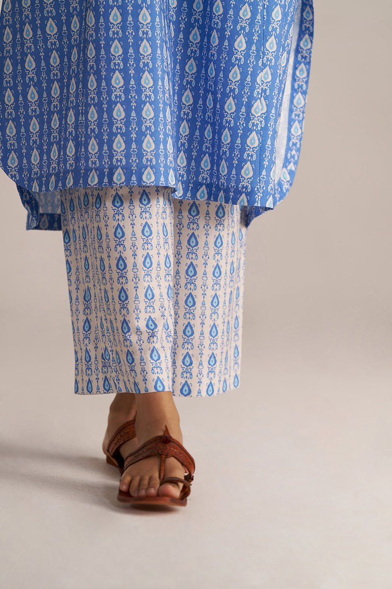 Blue and White Cotton Print Co-ord Set