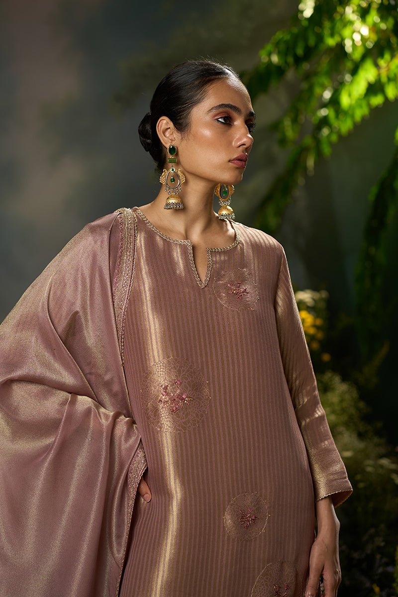 Burlwood Mauve Woven Festive Kurta Set