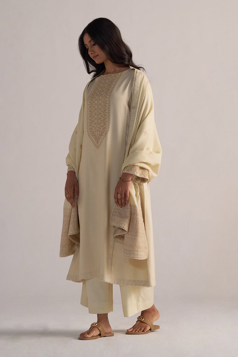 Cloud Cream Pashmina Kurta Set