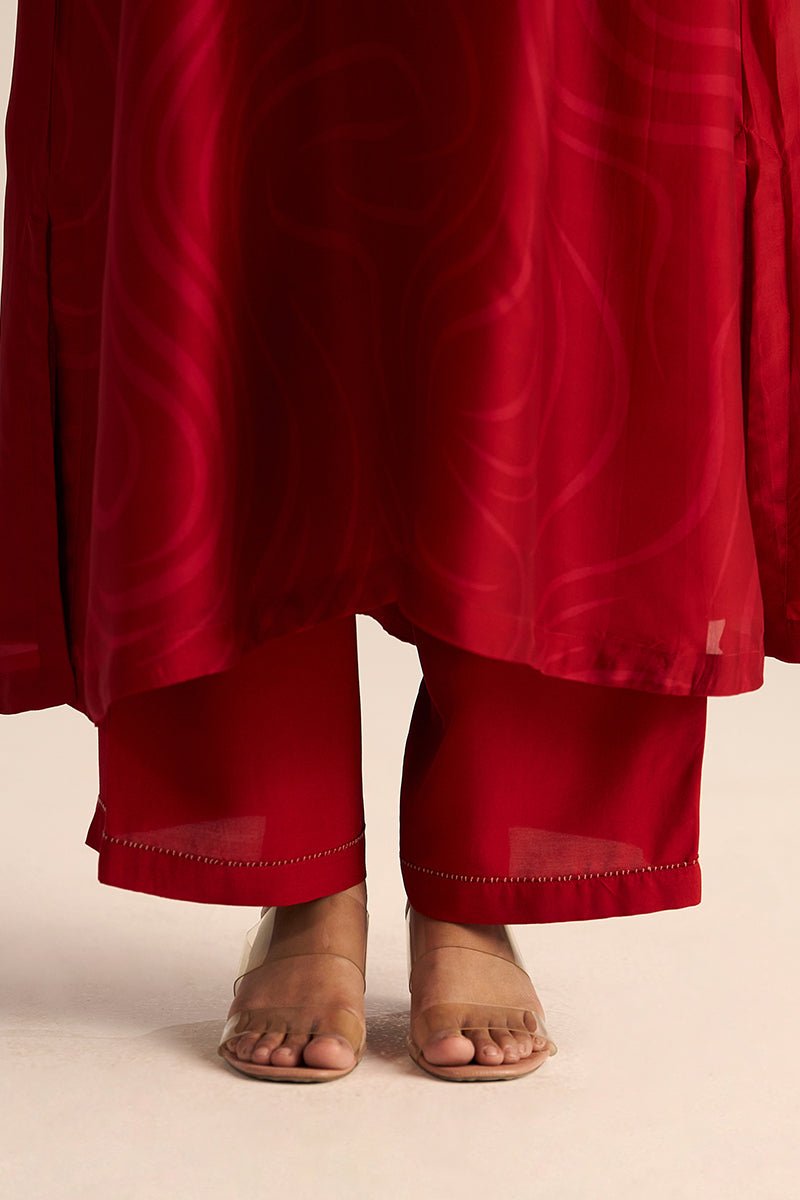 Chili Pepper Red Silk Print Co-ord Set