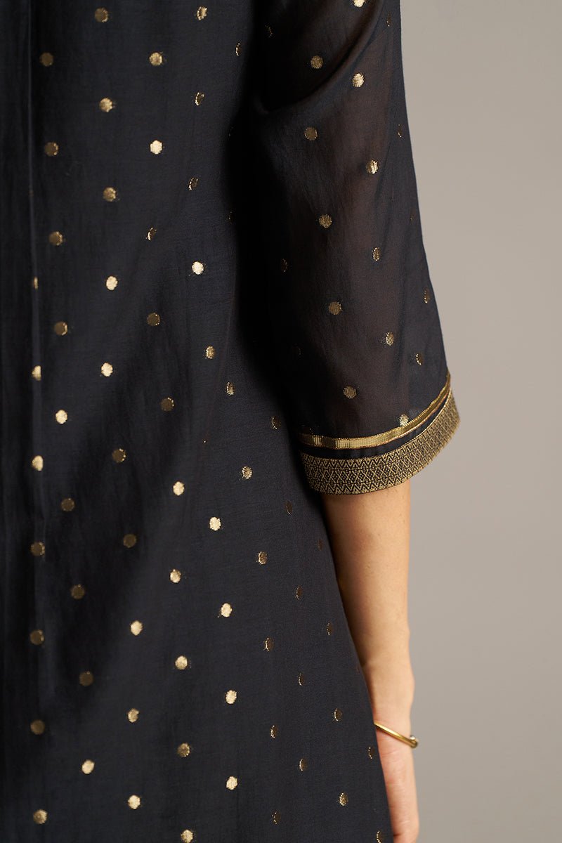 Black Zari Woven Mul-Chanderi Festive Co-ord Set