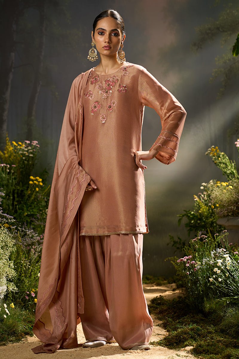 Rose Dawn Tissue Silk Festive Kurta Set