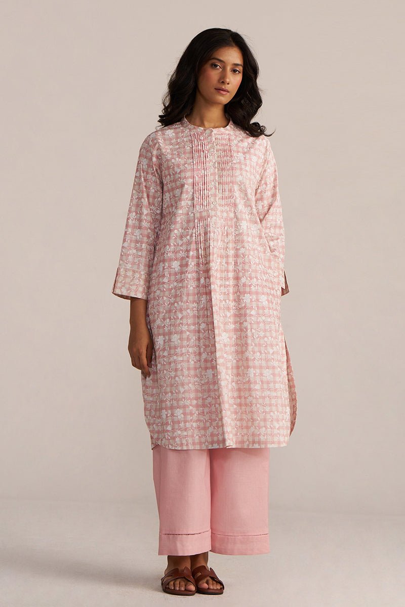 Rose Pink and White Cotton Print Co-ord Set