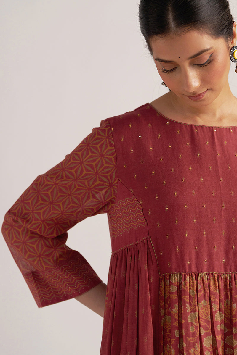 Brick Red Mul Cotton Co-ord Set